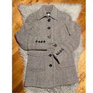 J.Crew Herringbone Tweed Wool Coat Size 2